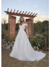 Off Shoulder Ivory Sequined Lace Tulle Illusion Back Wedding Dress